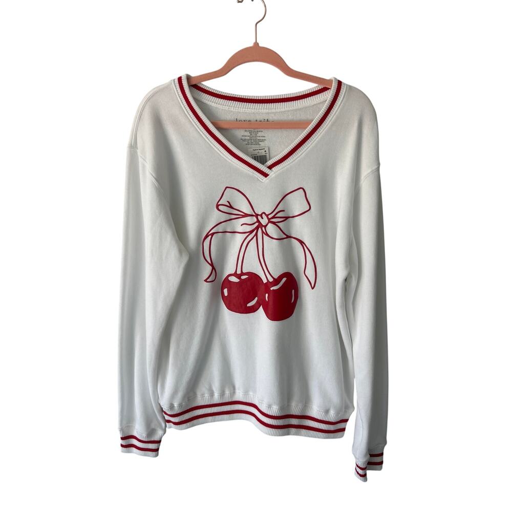 NWT Love Tribe White Cherries Cardigan Large